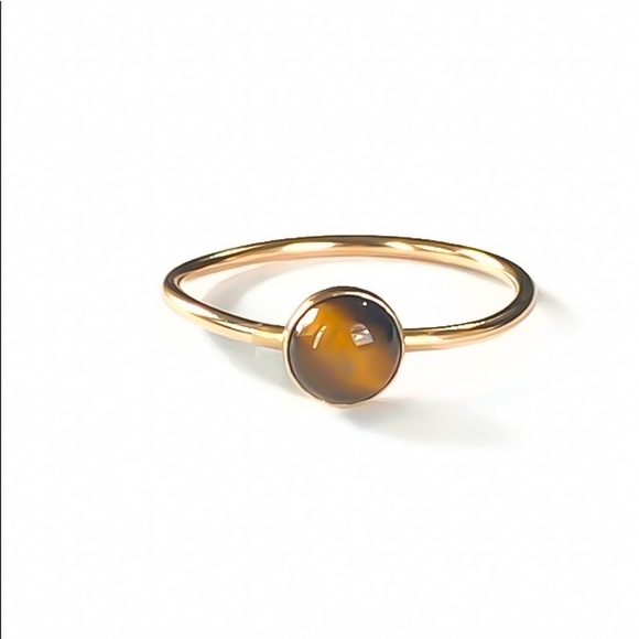 14KYGF Tigers Eye Skinny Stacking Protection Ring - Picture 4 of 9